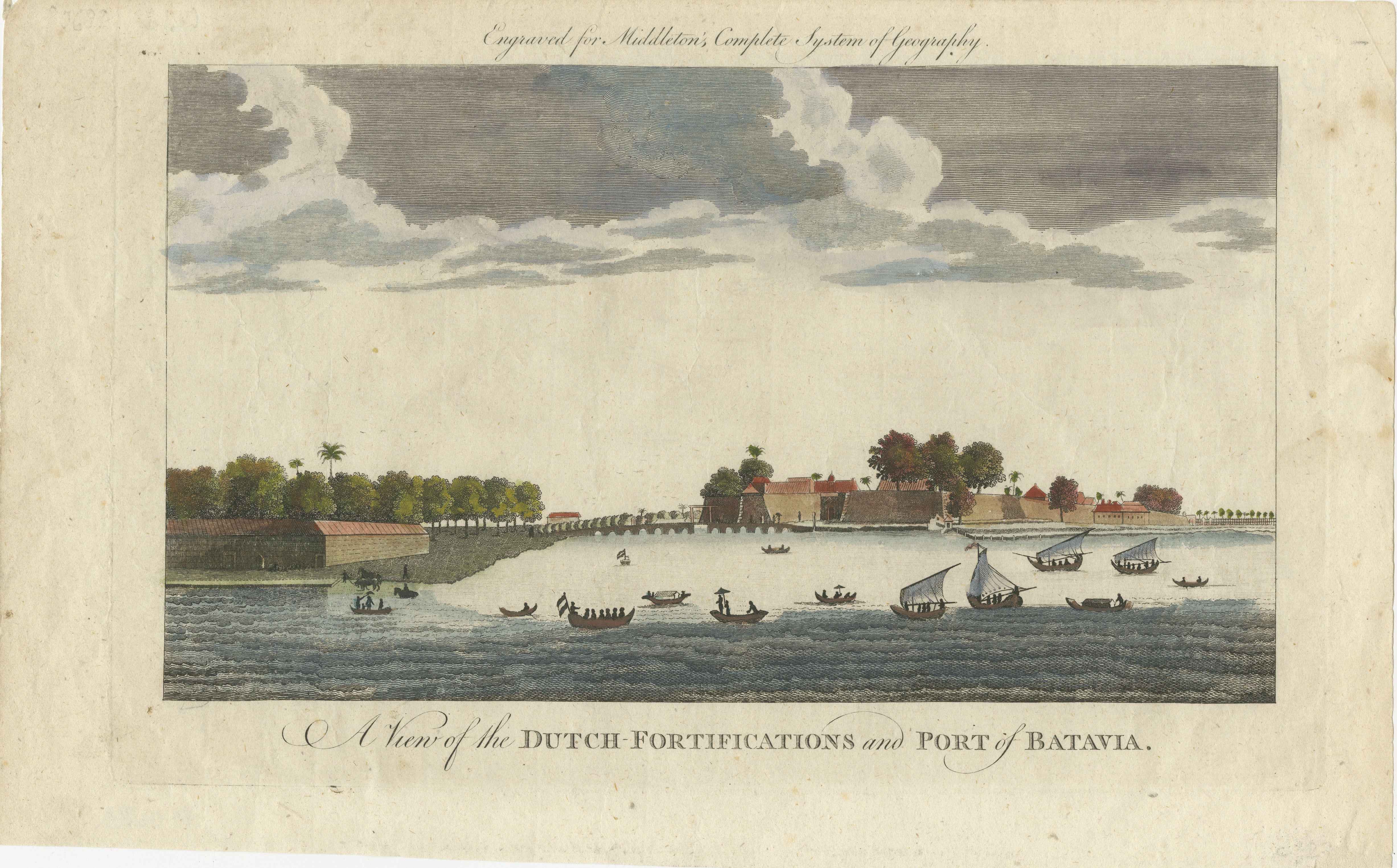 1778 View of the Dutch Fortifications and Port of Batavia, Now Jakarta

This original 1778 copperplate engraving titled 