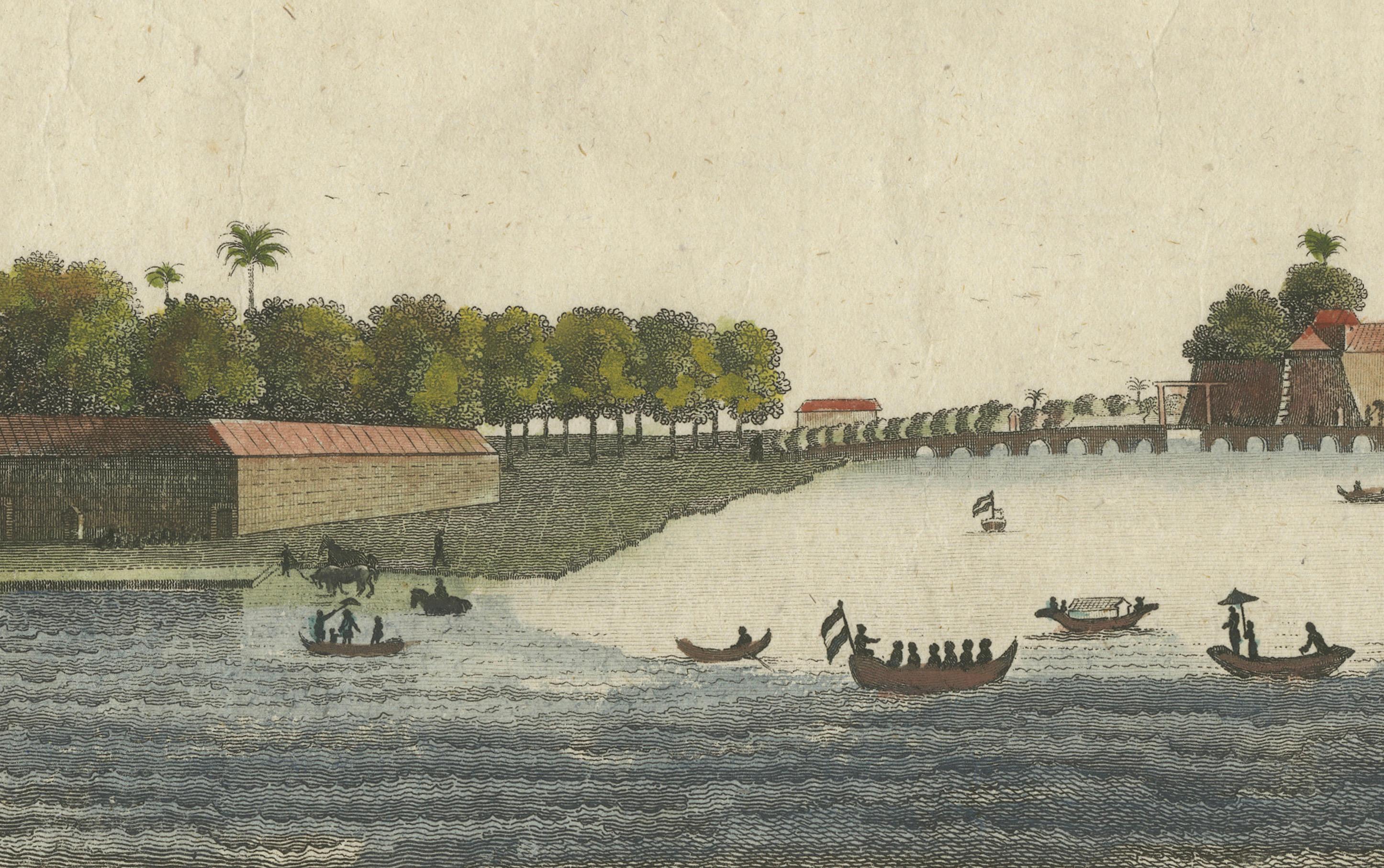 Engraved 1778 View of the Dutch Fortifications and Port of Batavia, Now Jakarta For Sale