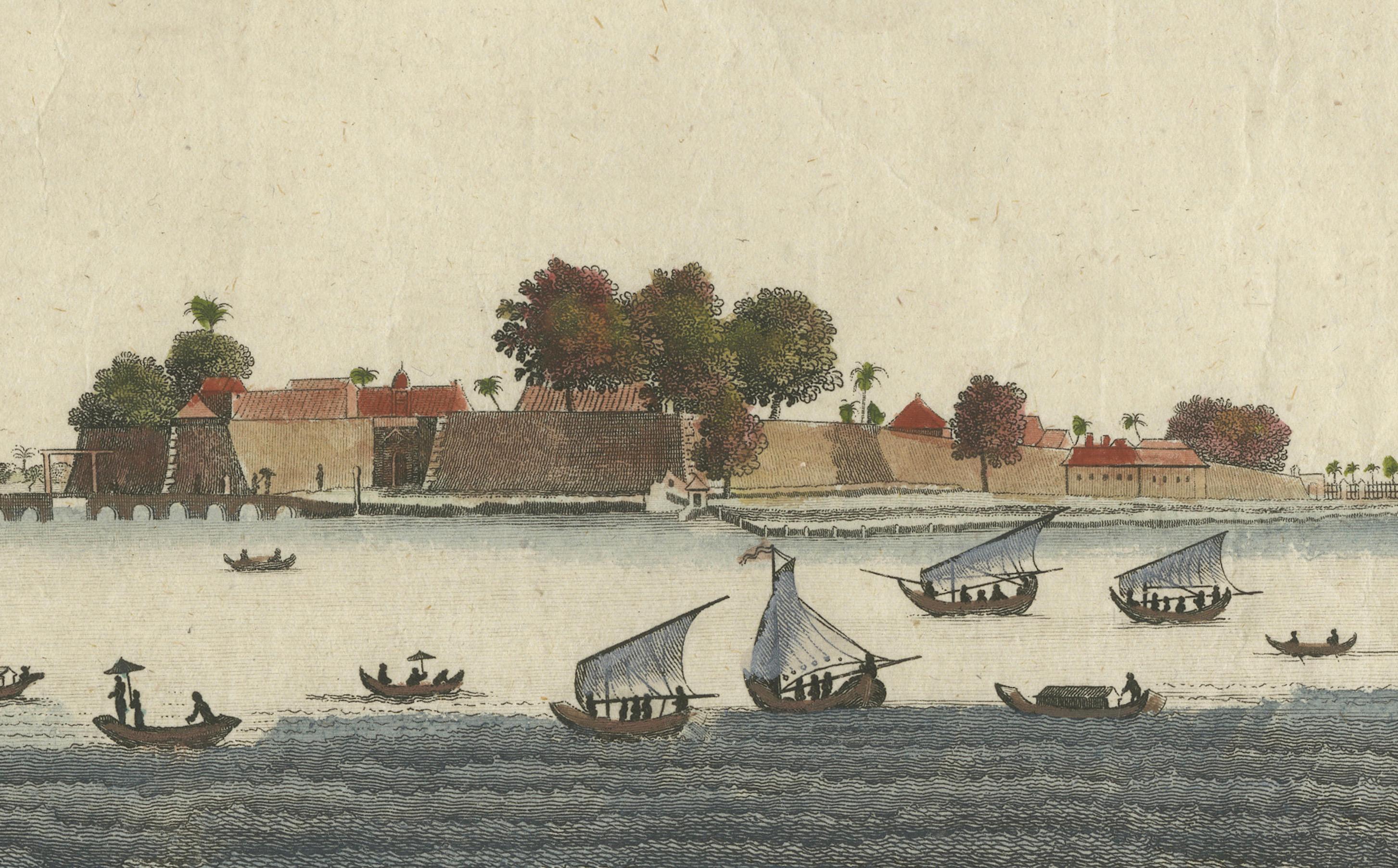 1778 View of the Dutch Fortifications and Port of Batavia, Now Jakarta In Good Condition For Sale In Langweer, NL