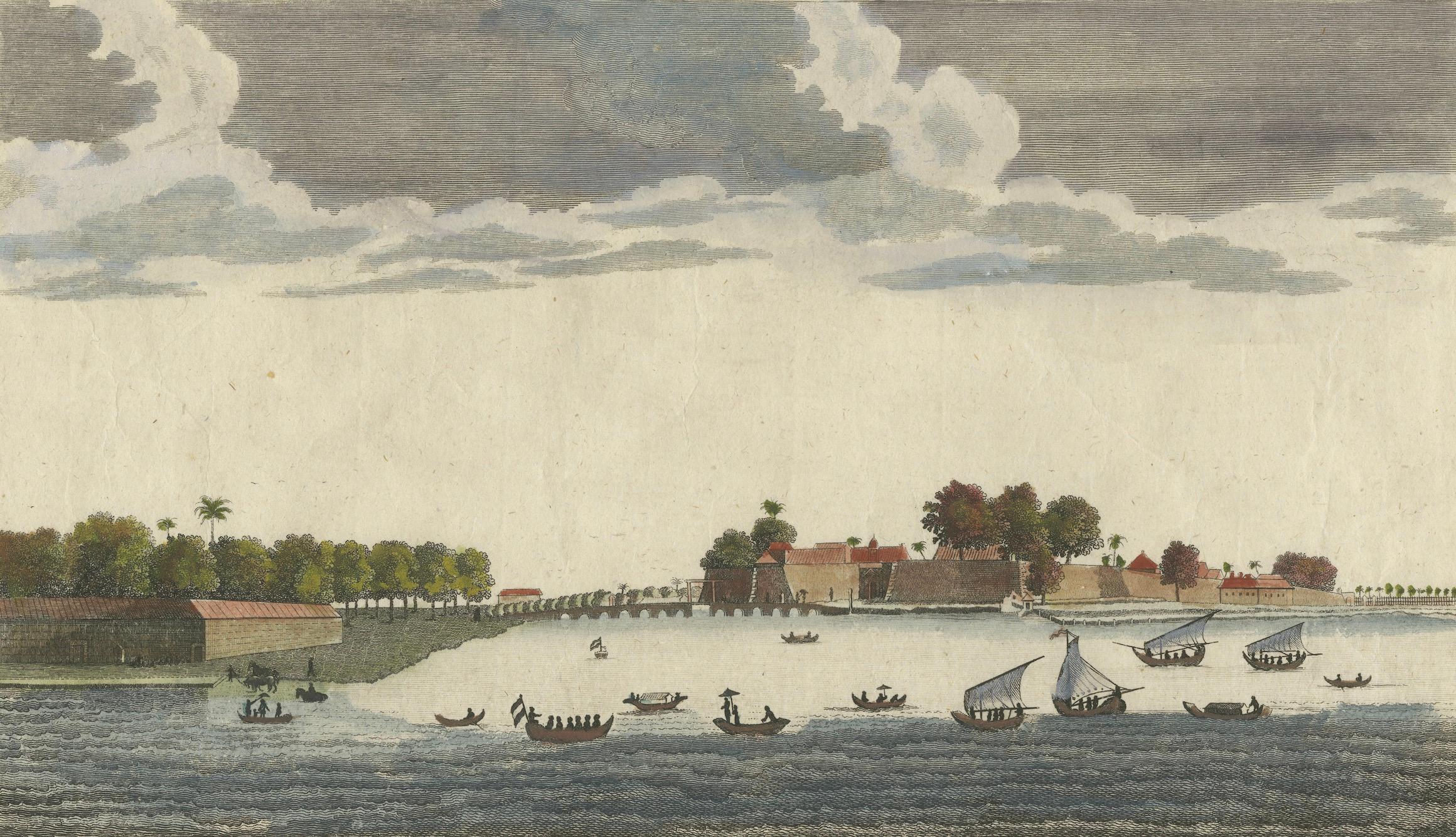 18th Century 1778 View of the Dutch Fortifications and Port of Batavia, Now Jakarta For Sale