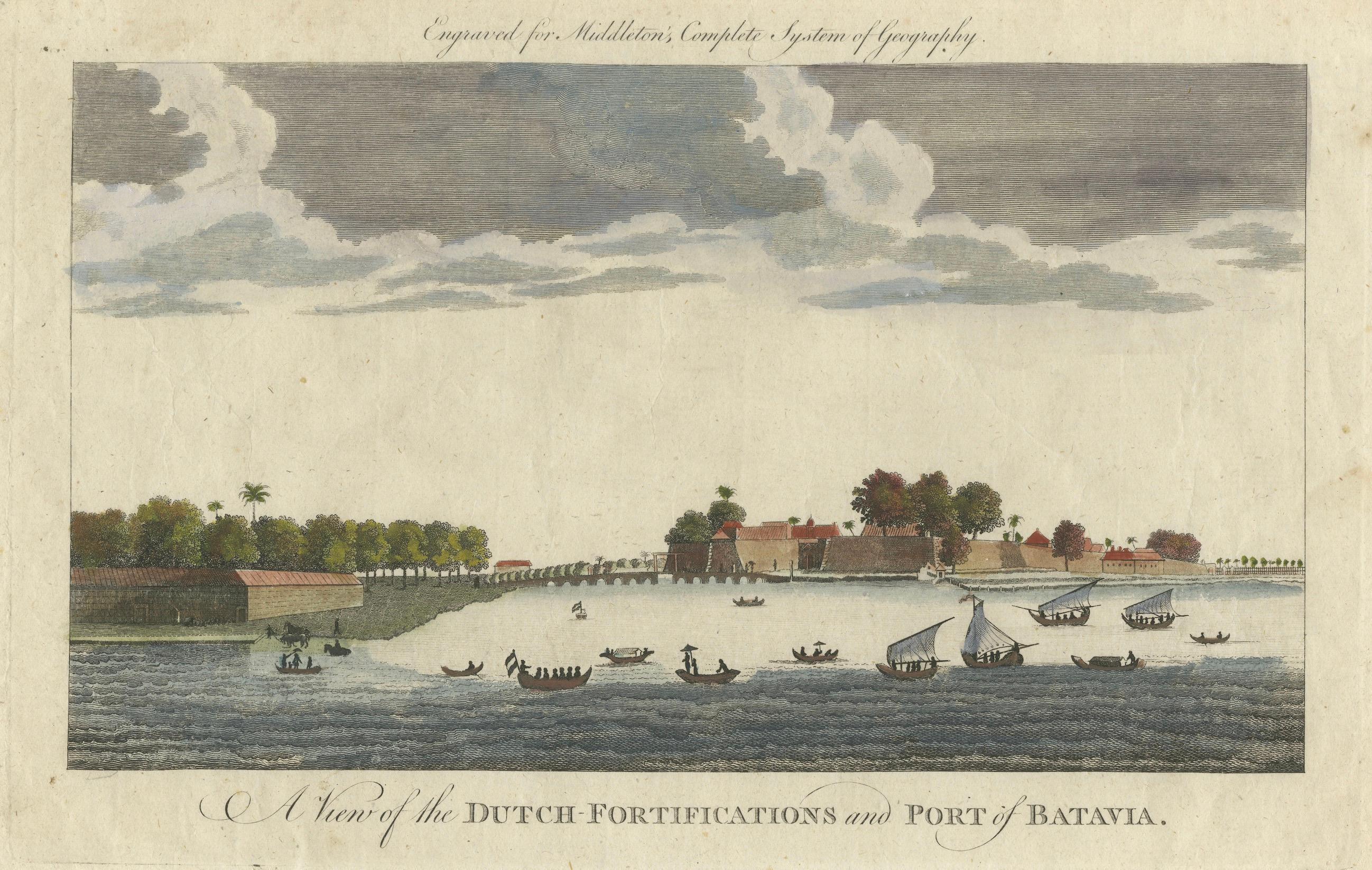 1778 View of the Dutch Fortifications and Port of Batavia, Now Jakarta For Sale