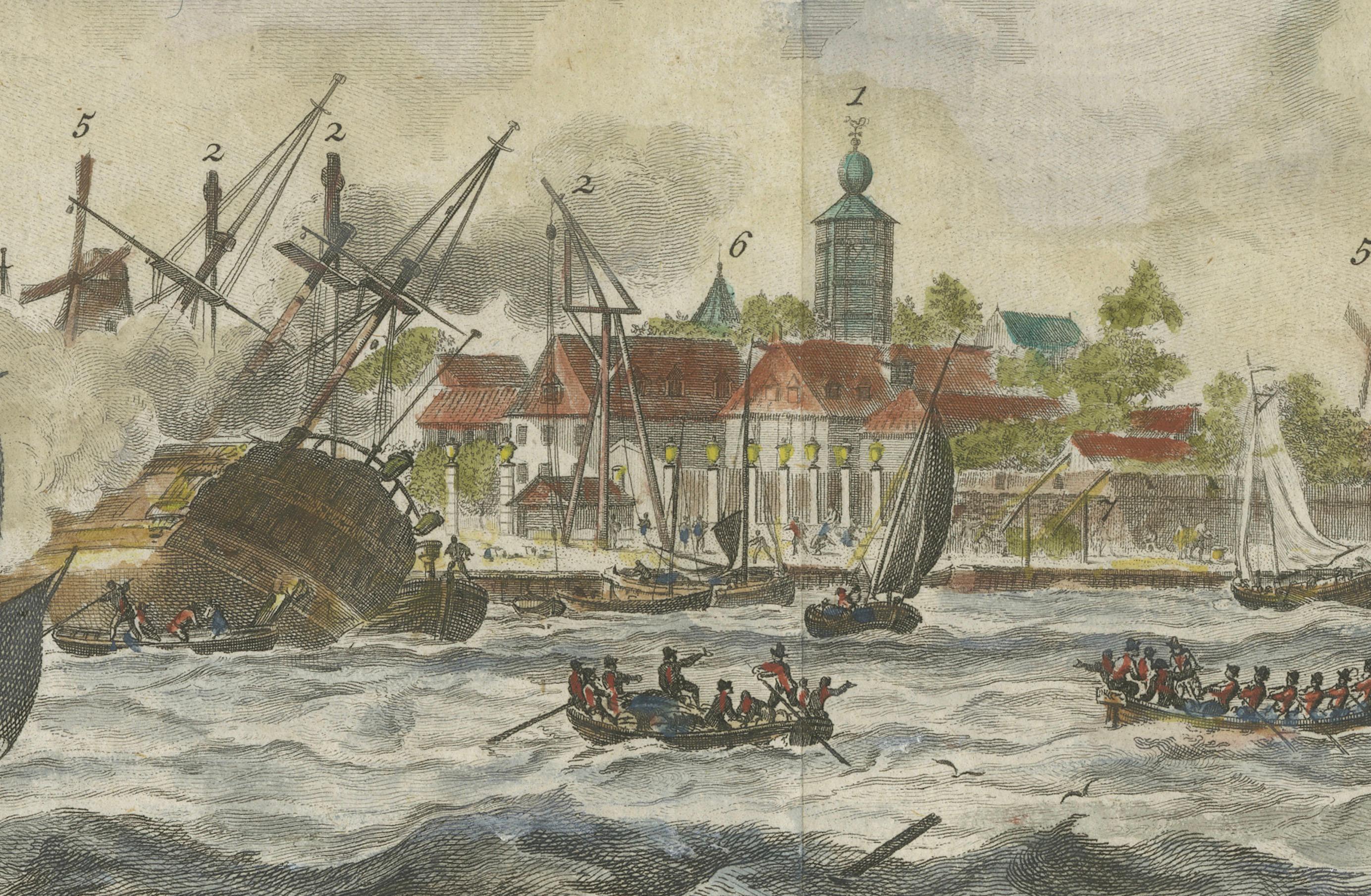 1779 View of Onrust Island Near Batavia with VOC Shipyard Activity For Sale 1
