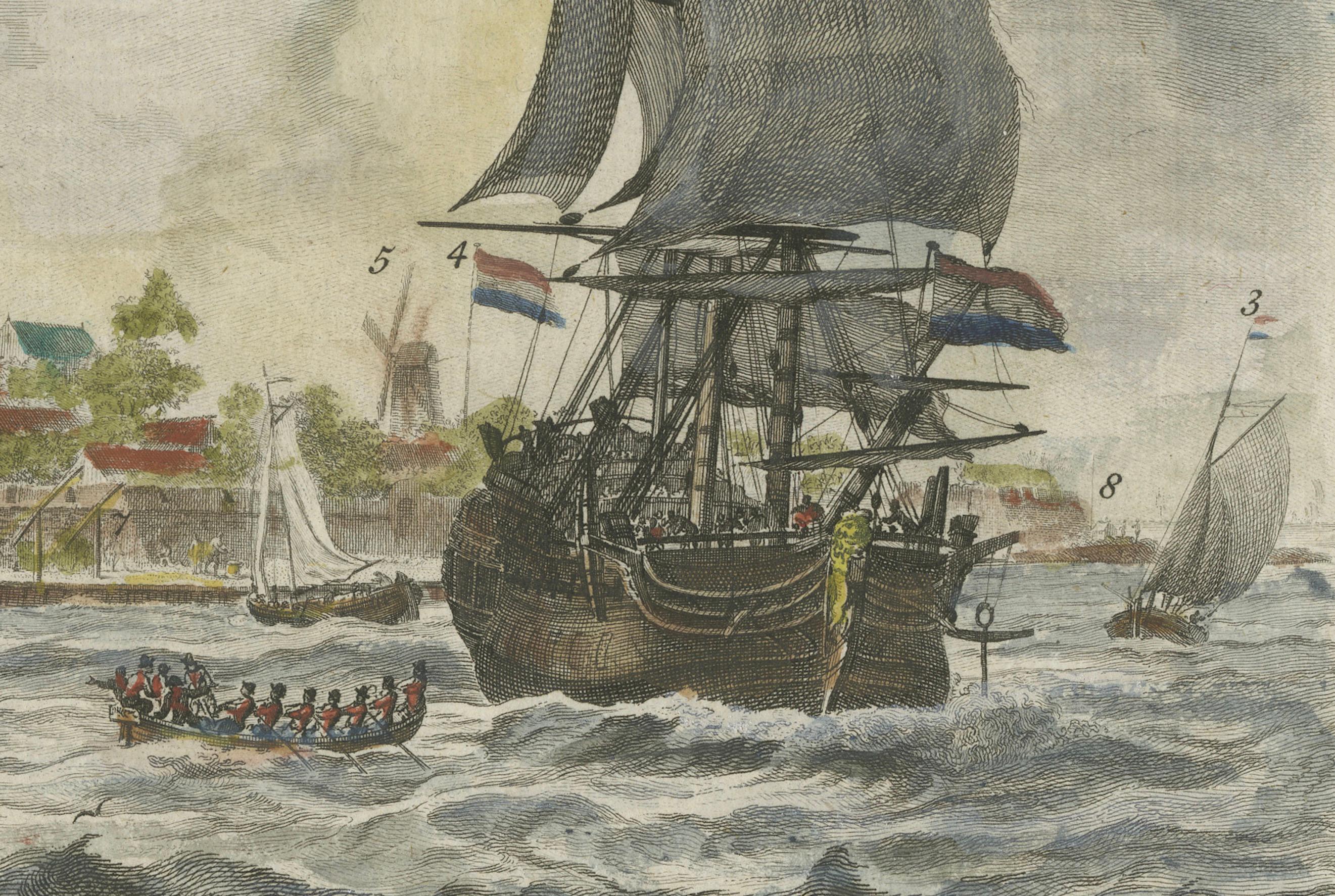 1779 View of Onrust Island Near Batavia with VOC Shipyard Activity For Sale 2
