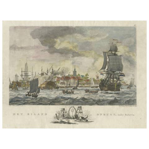 1779 View of Onrust Island Near Batavia with VOC Shipyard Activity