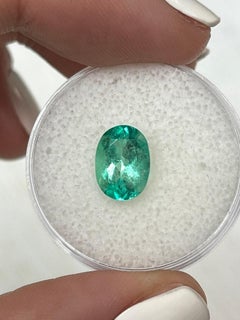1.77ct 10x7 Medium-Light Green Natural Colombian Emerald - Oval Cut Gemstone