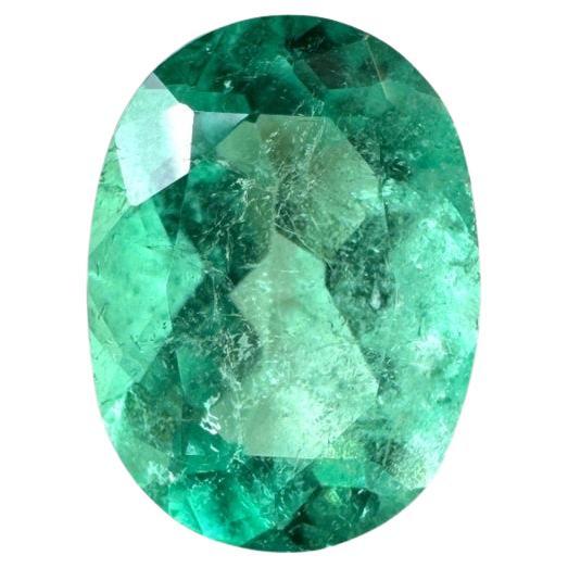 1.77ct 10x7 Medium-Light Green Natural Colombian Emerald - Oval Cut Gemstone