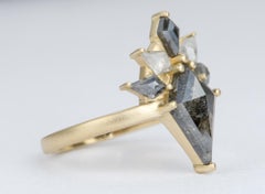 1.77ct Kite Shape Salt and Pepper Diamond 14k Yellow Gold Engagement Ring AD2332