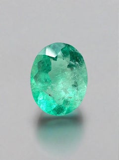 1.77ct Medium Light Green Natural Colombian Emerald - Oval Cut May Birthstone