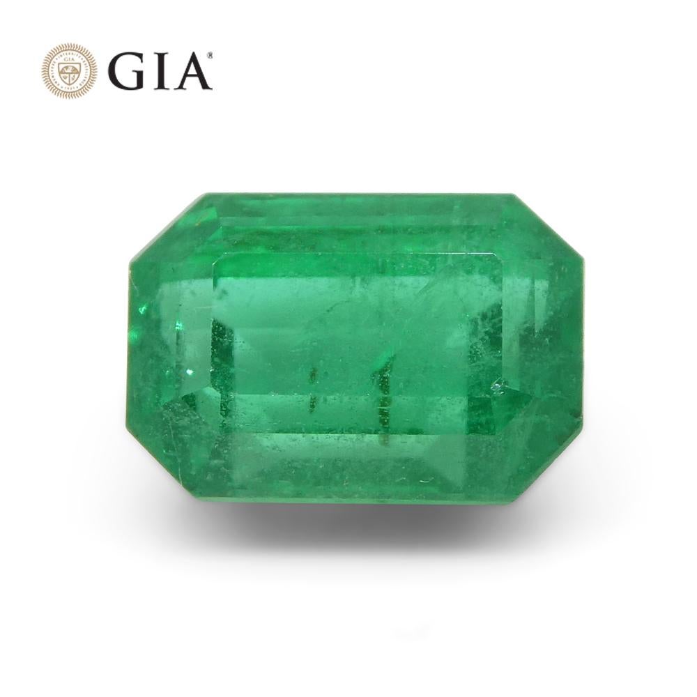 1.77ct Octagonal/Emerald Cut Green Emerald GIA Certified Zambia For Sale 7