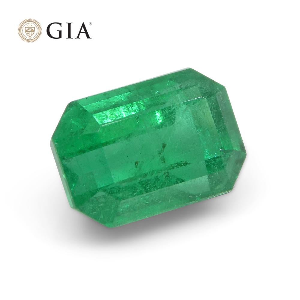 1.77ct Octagonal/Emerald Cut Green Emerald GIA Certified Zambia For Sale 1