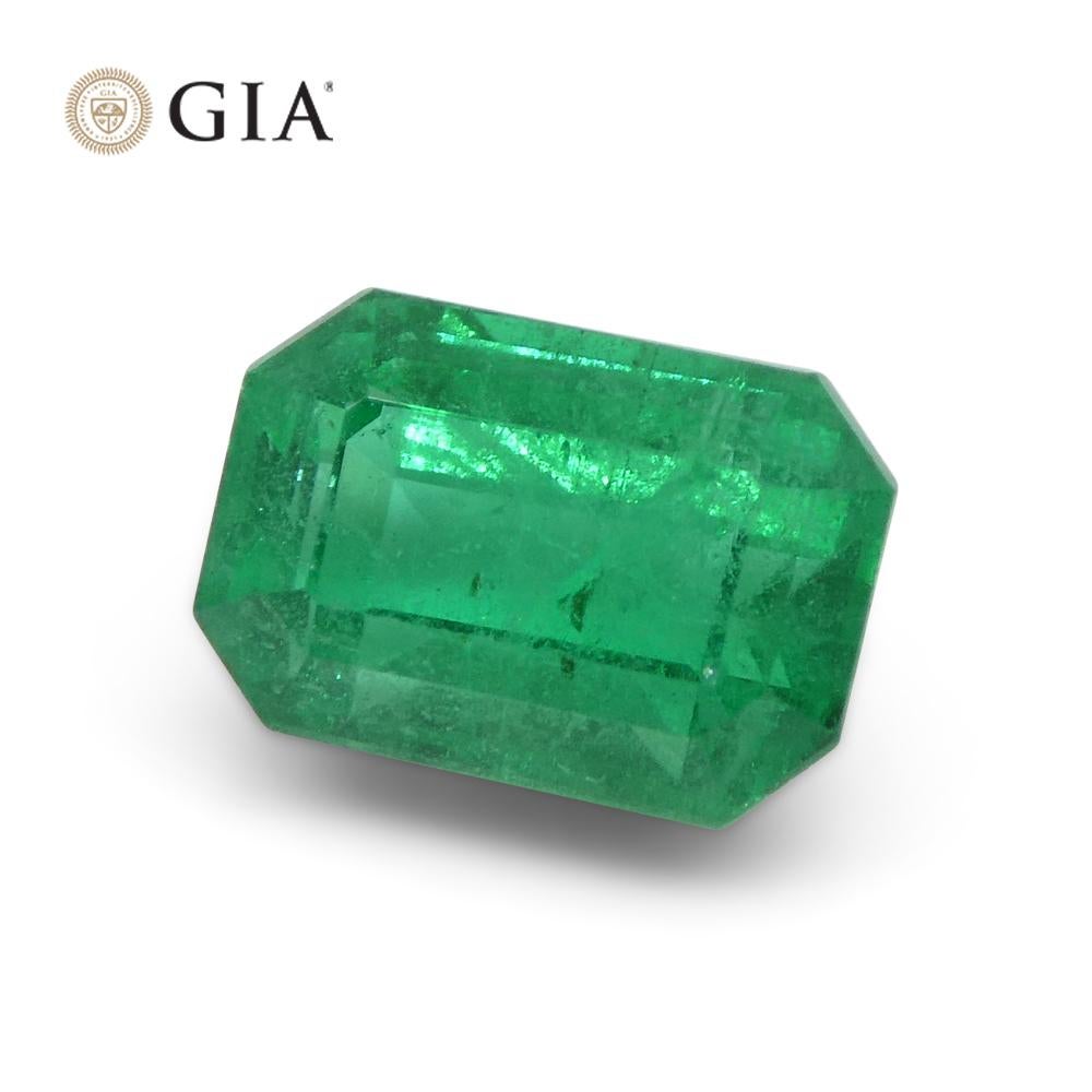 1.77ct Octagonal/Emerald Cut Green Emerald GIA Certified Zambia For Sale 2
