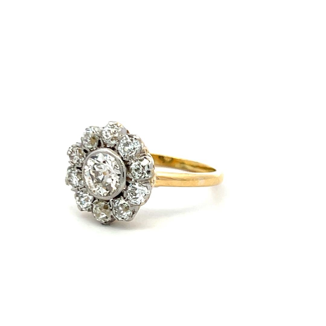 1.77ct Old Miner & Old European Cut Diamond Edwardian Ring 18K/Platinum Damen im Angebot