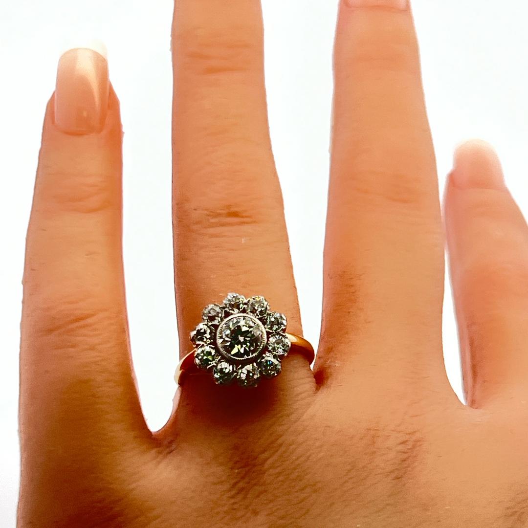 1.77ct Old Miner & Old European Cut Diamond Edwardian Ring 18K/Platinum im Angebot 4