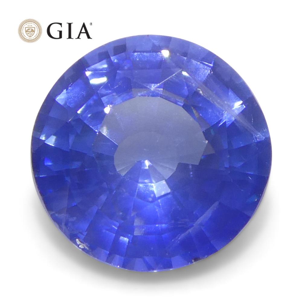 Women's or Men's 1.77ct Round Blue Sapphire GIA Certified Madagascar For Sale
