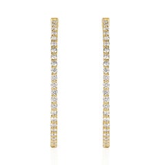 1.77ct Round Brilliant Cut Diamond Hoop Earrings in 14k Yellow Gold
