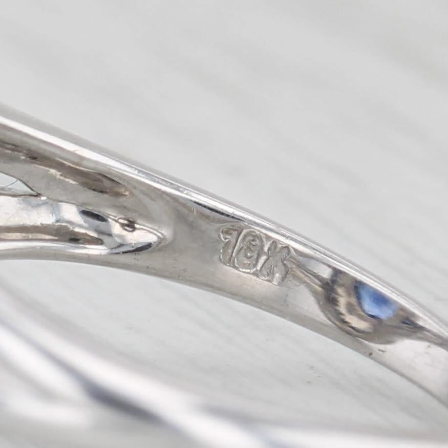 Anello con diamante e zaffiro blu ovale da 1,77 carati in oro bianco 18 carati, misura 6,25 in vendita 3
