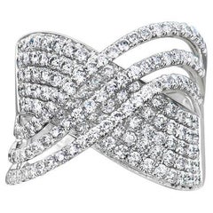 1,77 Karat runder Brillant Diamant Criss-Cross Design 18 Karat Weißgold Ring