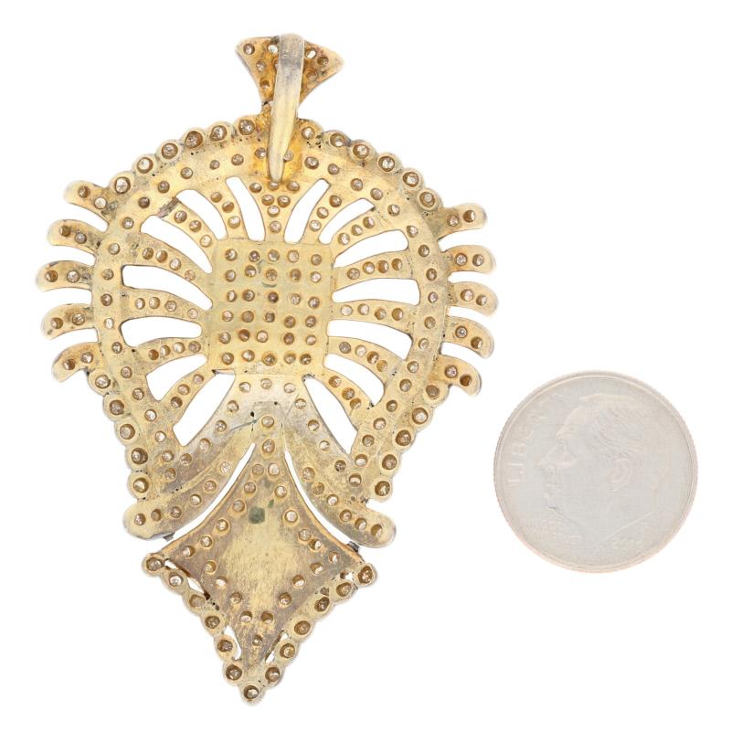 Taille simple Pendentif en argent, plaqué or 14 carats et plaqué or avec diamant taille unique de 1,77 carat en vente