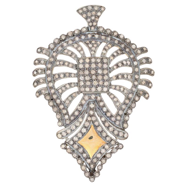 1.77ctw Single Cut Diamond Pendant, Silver, 14k Gold Plated, & Gold Plated For Sale
