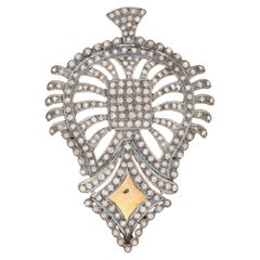 Pendentif en argent, plaqué or 14 carats et plaqué or avec diamant taille unique de 1,77 carat