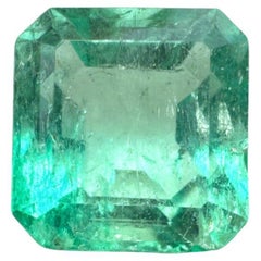 Émeraude colombienne de taille Asscher de 1,78 carat, vert flamand 7,5x7, pierre de naissance de mai