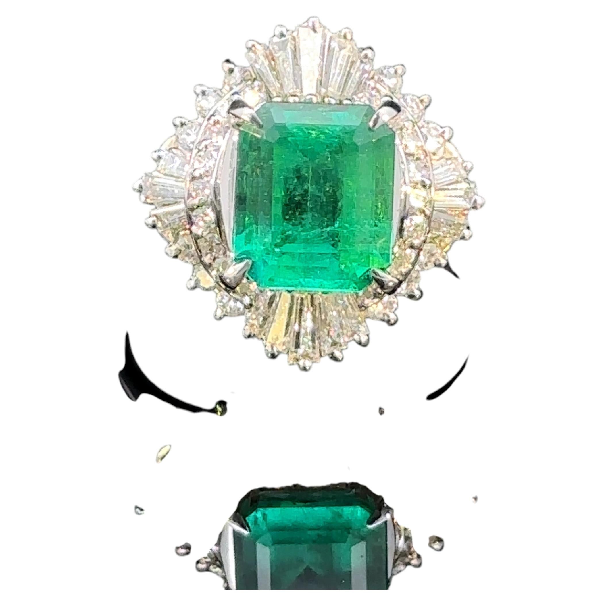 1,78 carati di Muzo colombiano "Mariposa", smeraldo e diamante in platino Anello Meghna JEWELS
