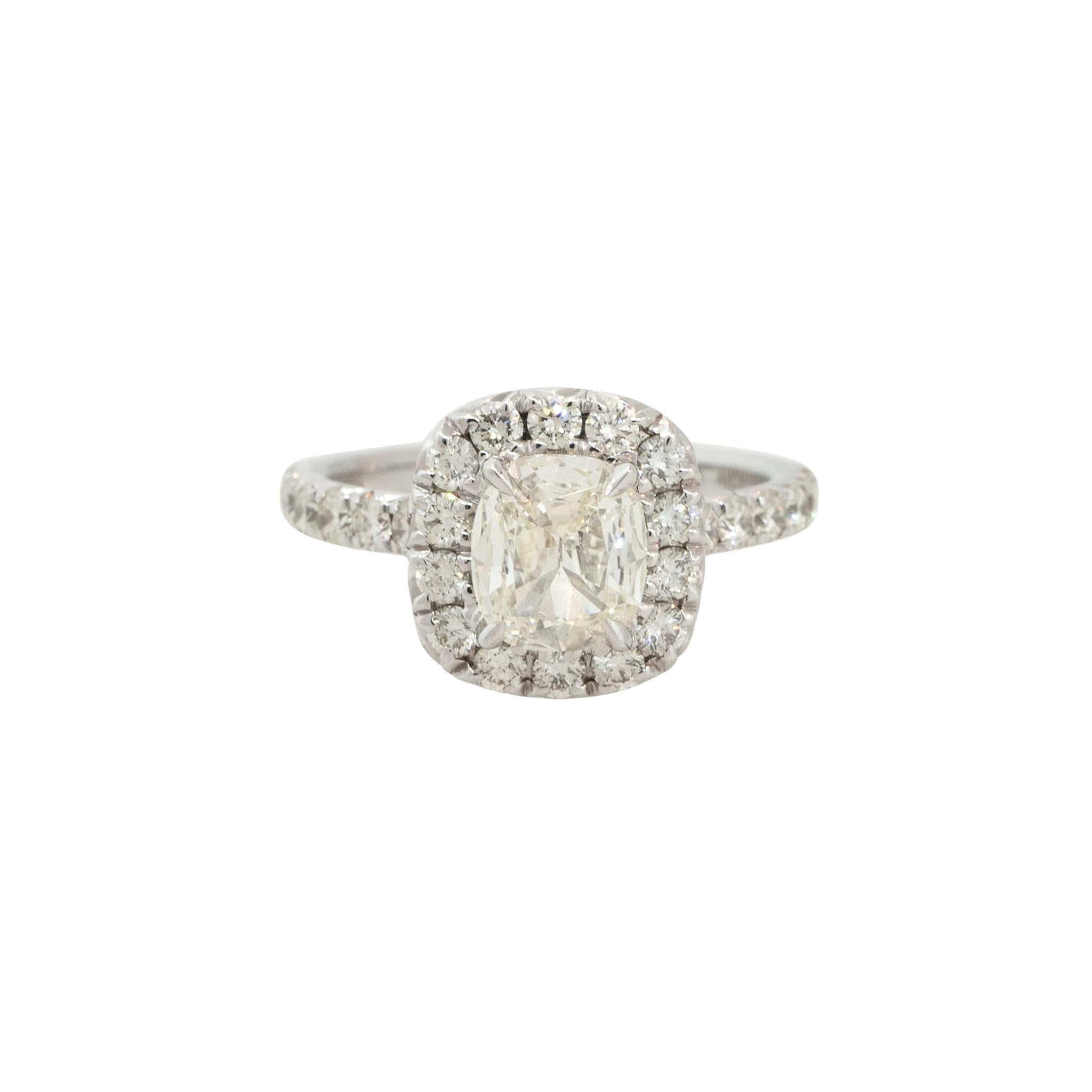 1.78 Carat Cushion Cut Diamond Engagement Ring 18 Karat in Stock For Sale 1
