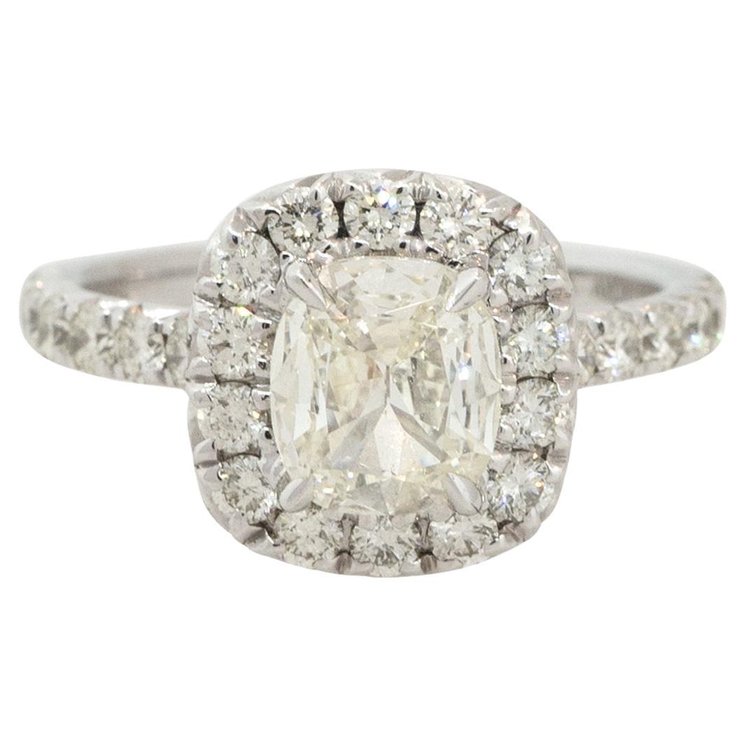 1.78 Carat Cushion Cut Diamond Engagement Ring 18 Karat in Stock For Sale