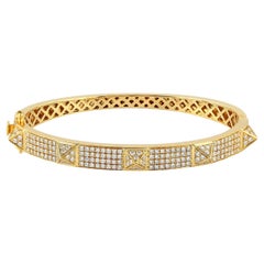 1.78 Carat Diamond 18 Karat Gold Spike Bangle Bracelet 