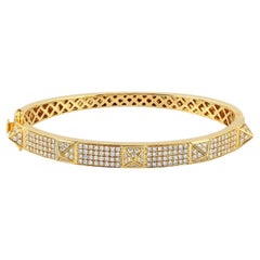 1.78 Carat Diamond 18 Karat Gold Spike Bangle Bracelet