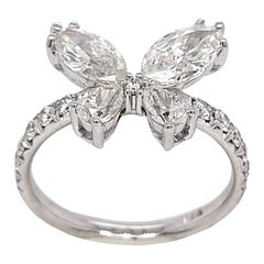 1.78 Carat Diamond Butterfly Ring with French Pave Set Shank 1.78 Carat Diamond Butterfly Ring with French Pave Set Shank