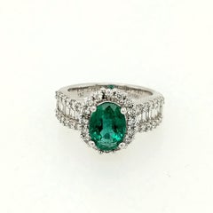 1.78 Carat Emerald and Diamond Cocktail Ring