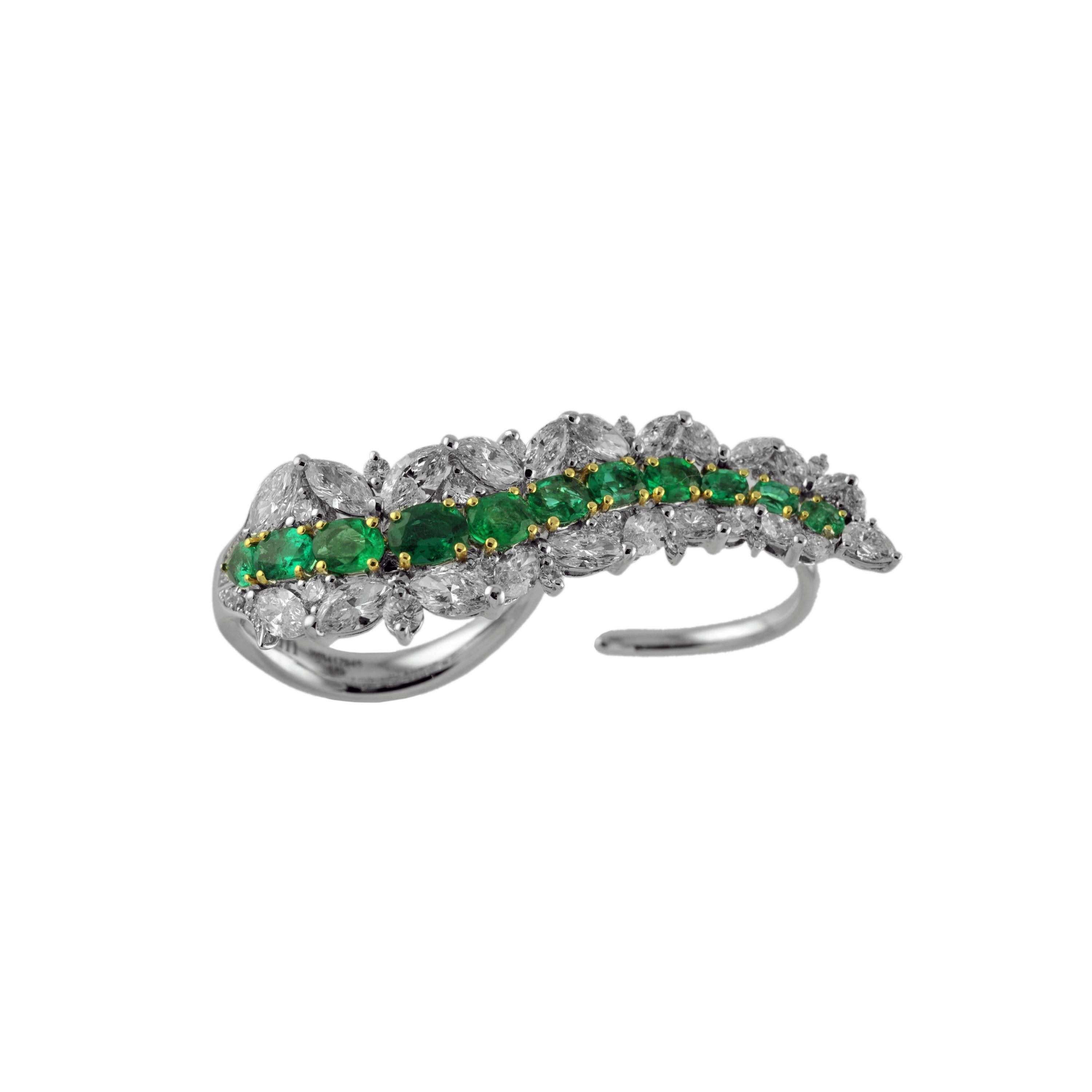 1.78 Carat Emerald with Diamonds 18 Karat White Gold Ring For Sale