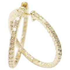 0.98 Carat Diamond Hoops Earrings 14 Karat Yellow Gold