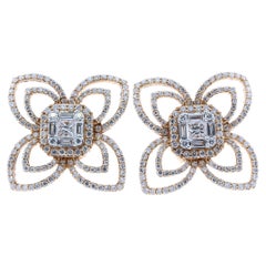 1.78 Carat Illusion Diamond Earring in 18 Karat Gold