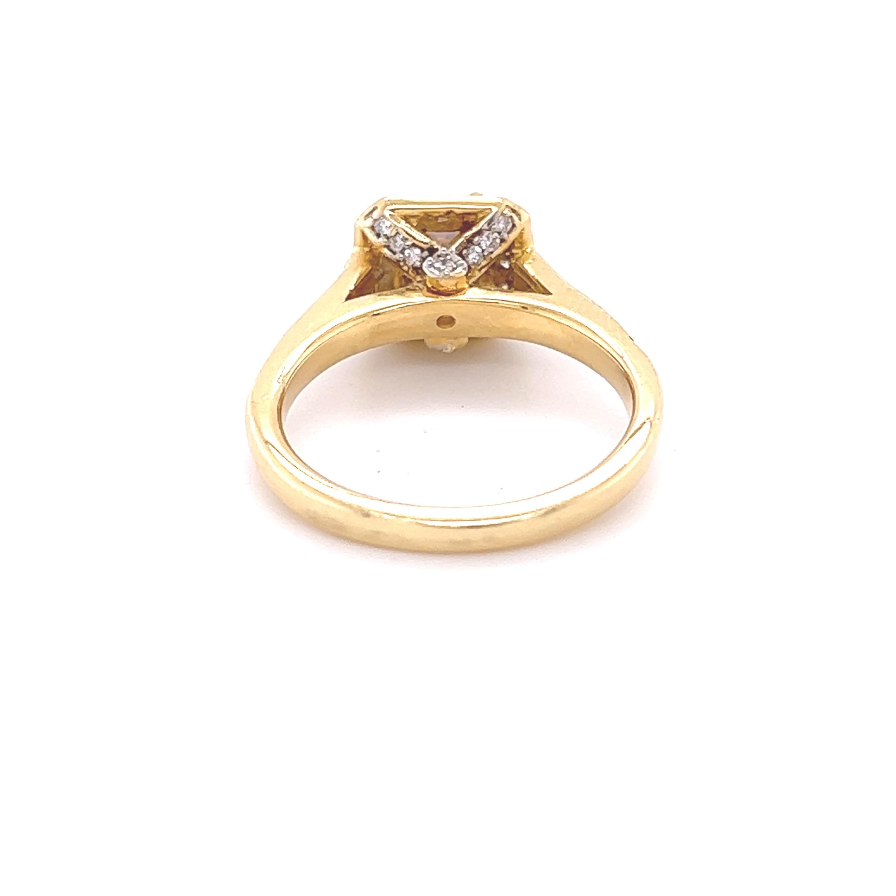 Cushion Cut 1.78 Carat Natural Brown Diamond White Diamond Yellow Gold Engagement Ring For Sale