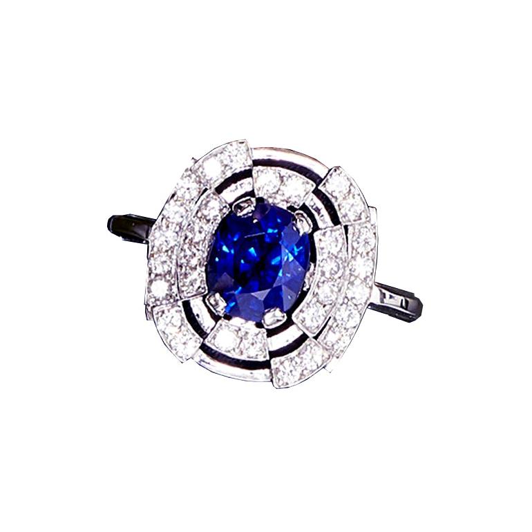 MAIKO NAGAYAMA 1.78 Carat Natural Royal Blue Burma Sapphire Engagement Ring For Sale