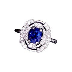 MAIKO NAGAYAMA 1.78 Carat Natural Royal Blue Burma Sapphire Engagement Ring