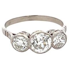 1.78 Carat Old European Cut I VS1 Diamond Platinum Three-Stone Ring
