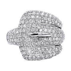1.78 Carat Pave Diamond Buckle Cocktail Ring set in 18kt white gold