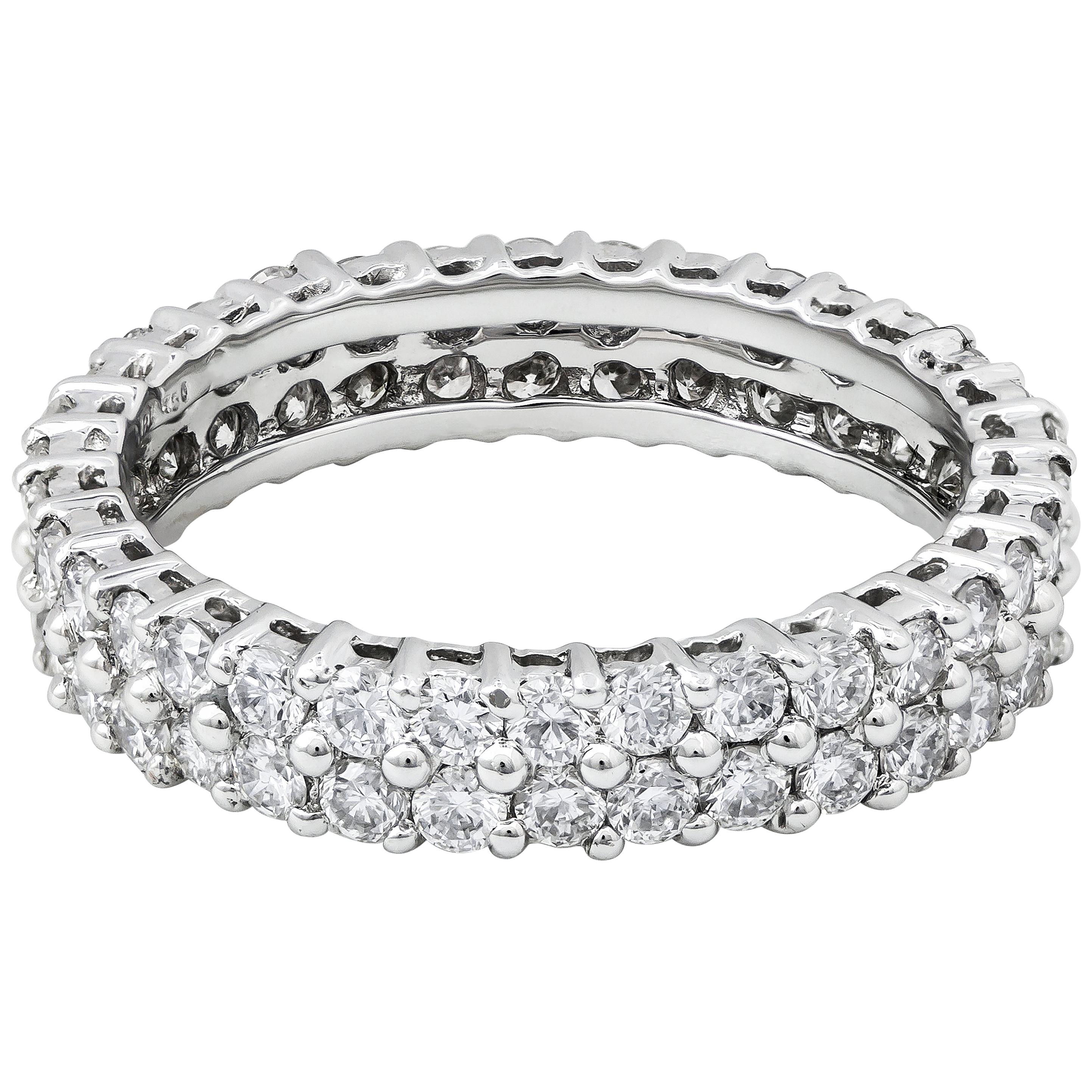 Roman Malakov 1.78 Carats Round Diamond Double Row Eternity Wedding Band For Sale