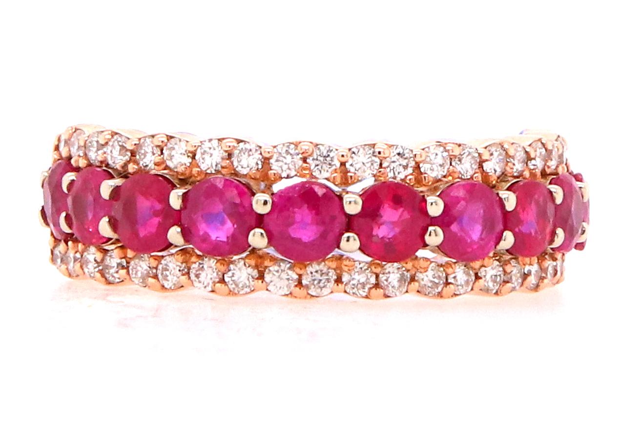 Contemporary 1.78 Carat Ruby and Diamond Band