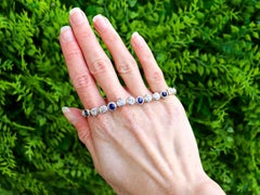 1.78 Carat Sapphire and 3.05 Carat Diamond 18k Yellow Gold Bracelet Circa 1930