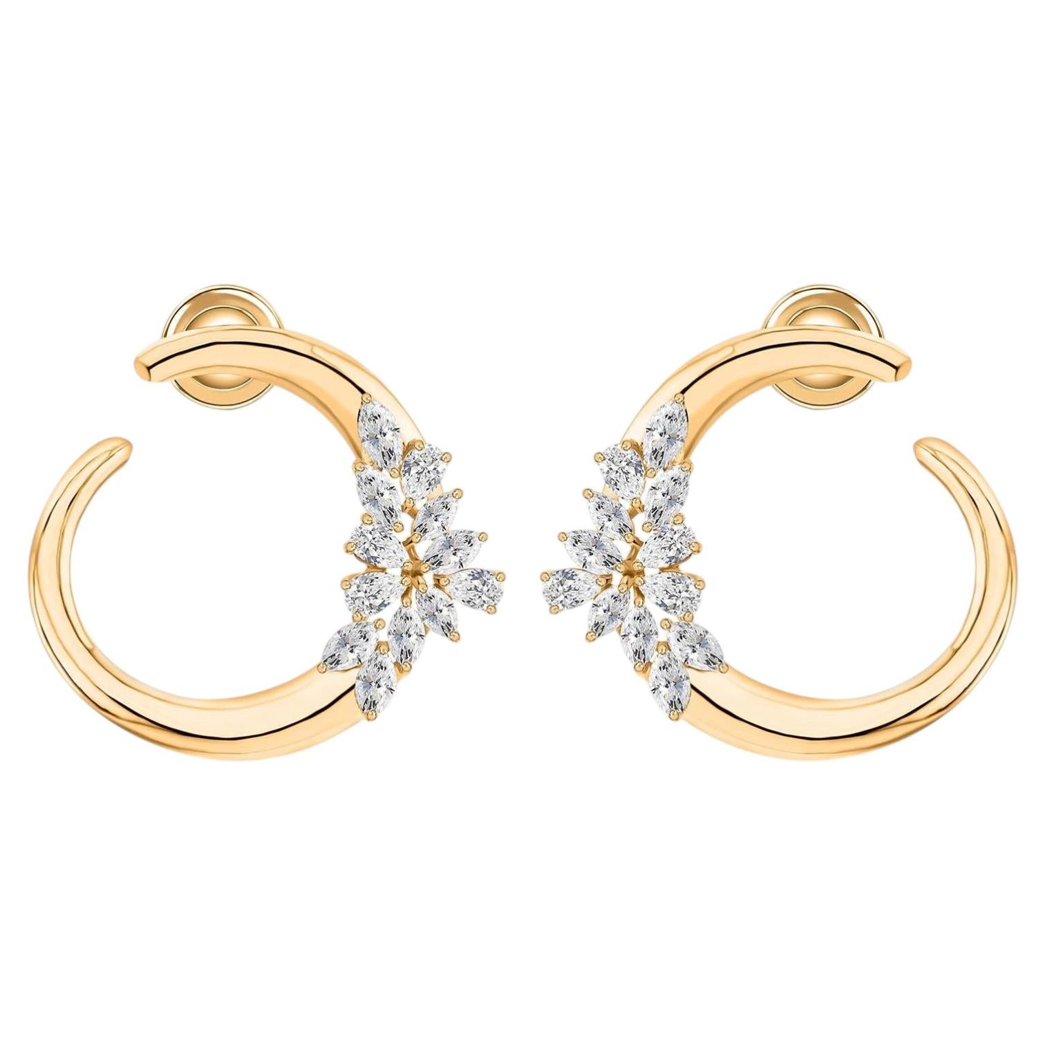 1.78 Carat SI Clarity HI Color Marquise Pear Diamond Earrings 18k Yellow Gold