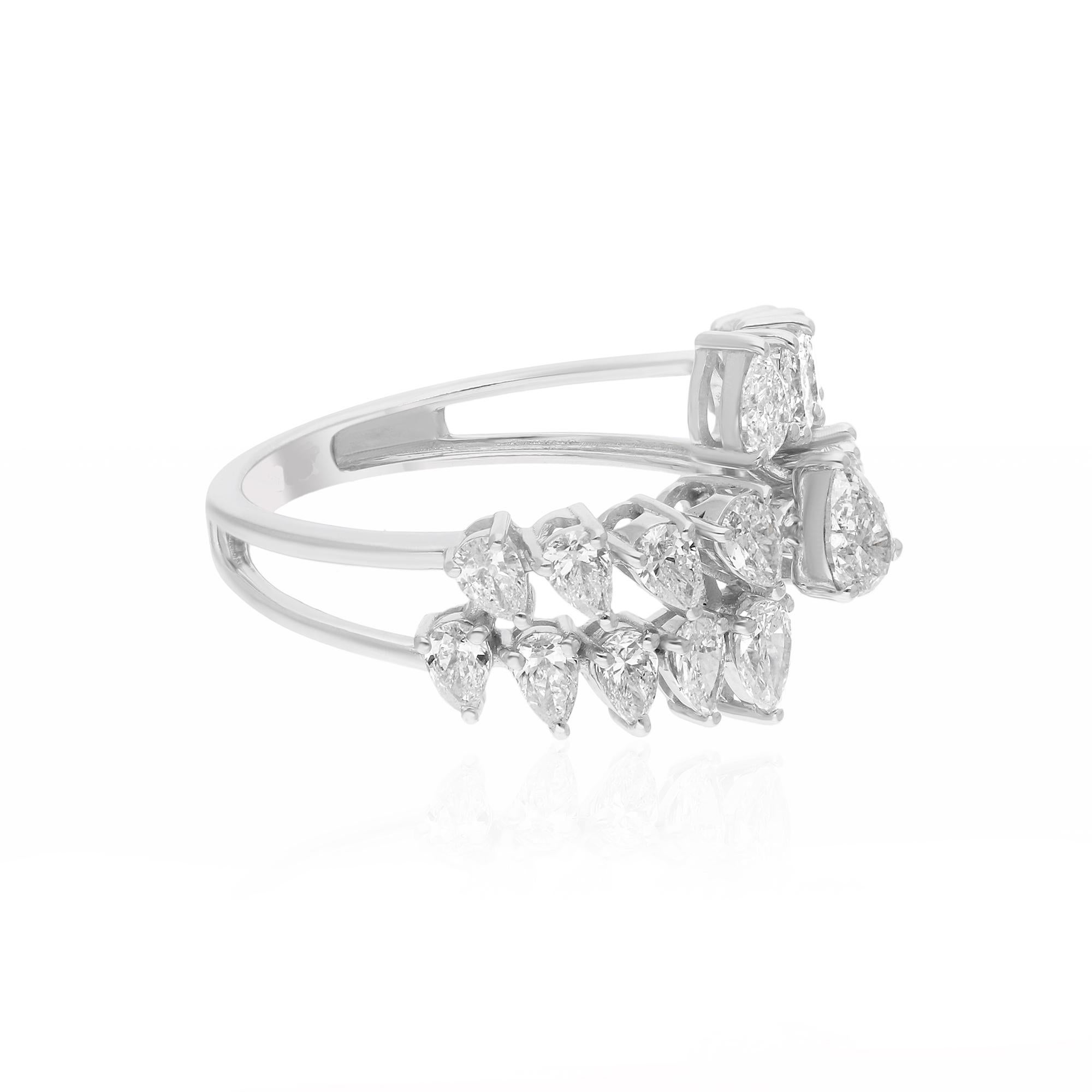 1.78 Carat SI Clarity HI Color Pear Diamond Ring 14 Karat White Gold Jewelry In New Condition For Sale In Diera, Dubai