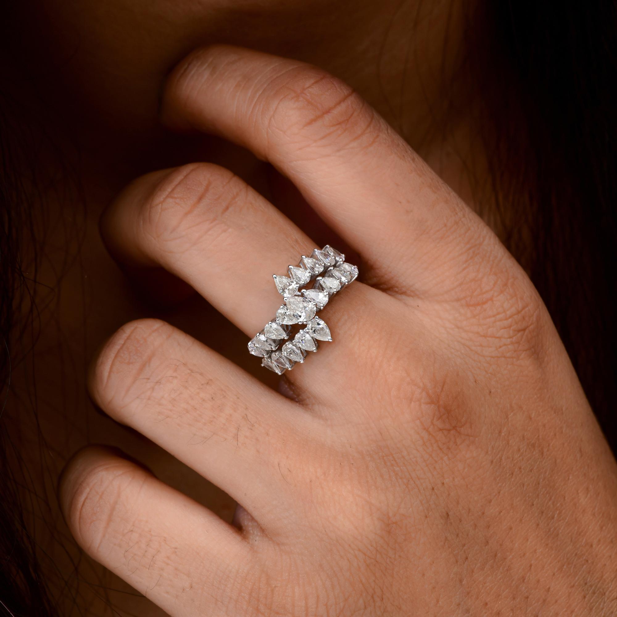 Pear Cut 1.78 Carat SI Clarity HI Color Pear Diamond Ring 18 Karat White Gold Jewelry For Sale