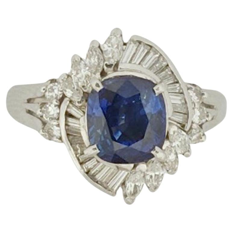 1.78 Carat Statement Sapphire Ring made in PT900 For Sale