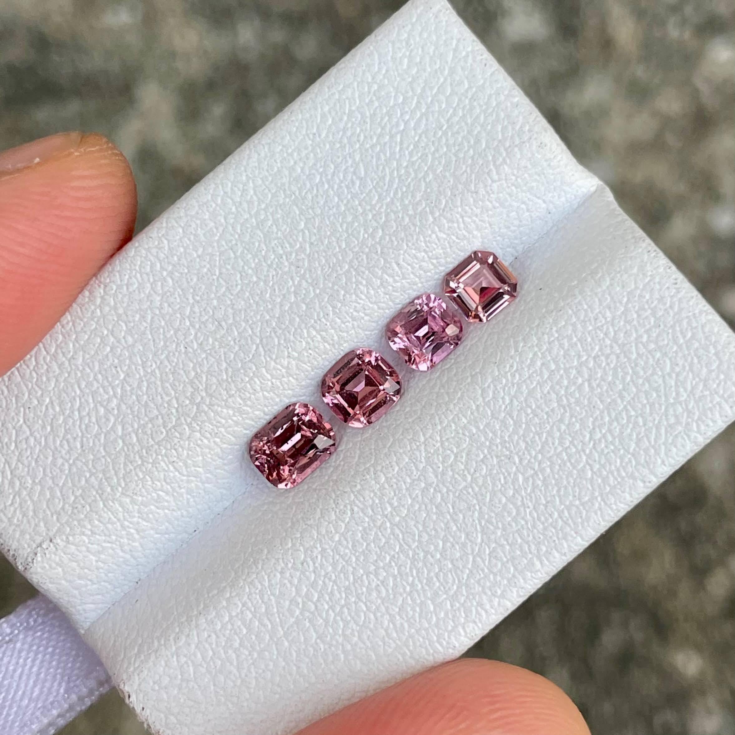 Women's or Men's 1.78 carats 4 Piece Deep Pink Spinel Gems Lot Mix Cut from Burma For Sale