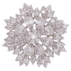 1.78 Ct SI/HI Baguette Diamond Flower Cocktail Ring 18 Karat White Gold Jewelry