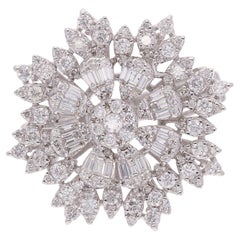 1,78 carati SI/HI Baguette Diamond Flower Cocktail Ring Gioielli in oro bianco 18 carati
